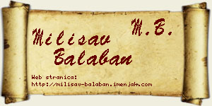 Milisav Balaban vizit kartica